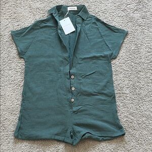 Women one piece top with light green color with Bottons